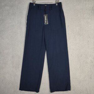 Karl Lagerfeld Pants Women 4 Navy Blue High-Rise Wide Leg Classic Utility NWT